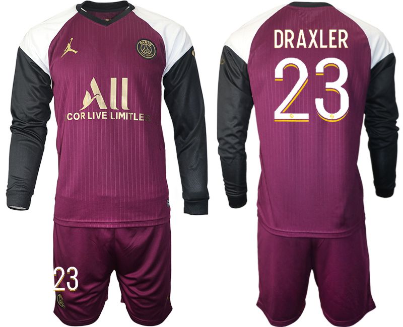 Men 2020-2021 club Paris St German Jordan white long sleeves #23 Soccer Jerseys->paris st german jersey->Soccer Club Jersey